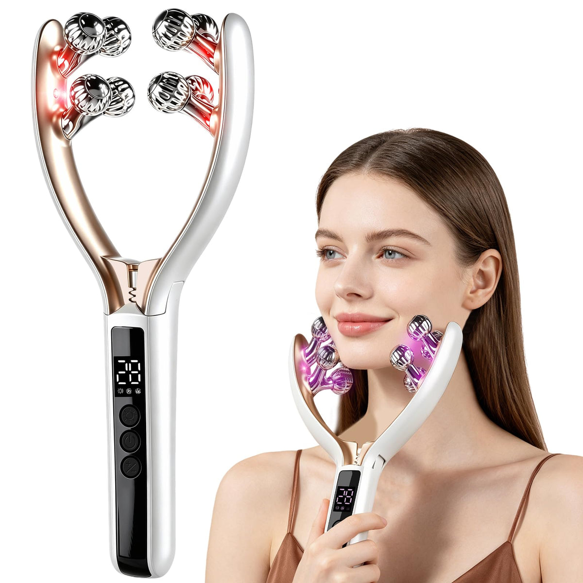 Getwal facial massager front view showing sleek cordless design and easy grip