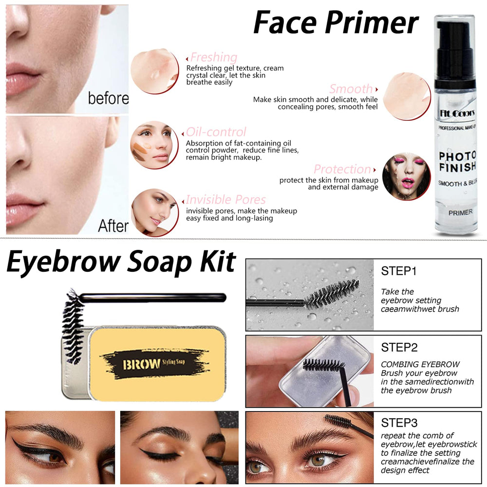 Geyomi brush and two sponges close-up showing soft fibers and seamless blending