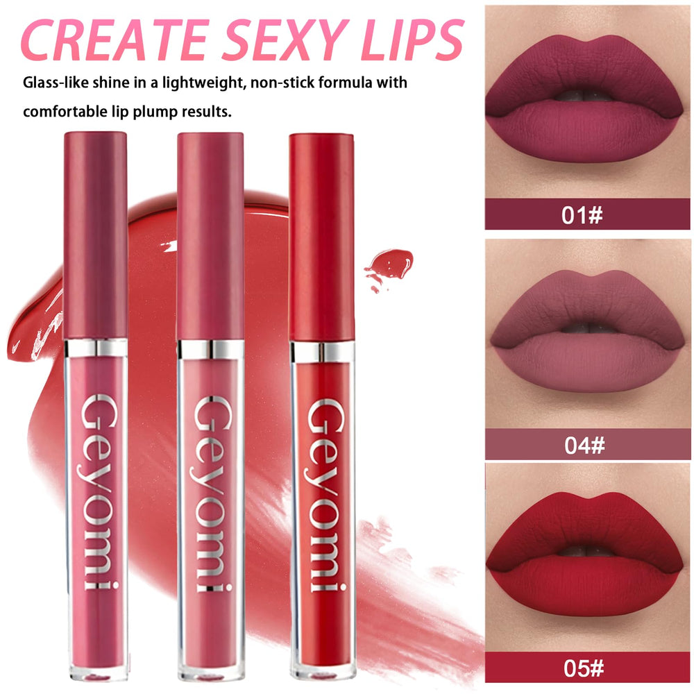 Geyomi lipsticks and mascara arranged to show color payoff and lengthening benefit