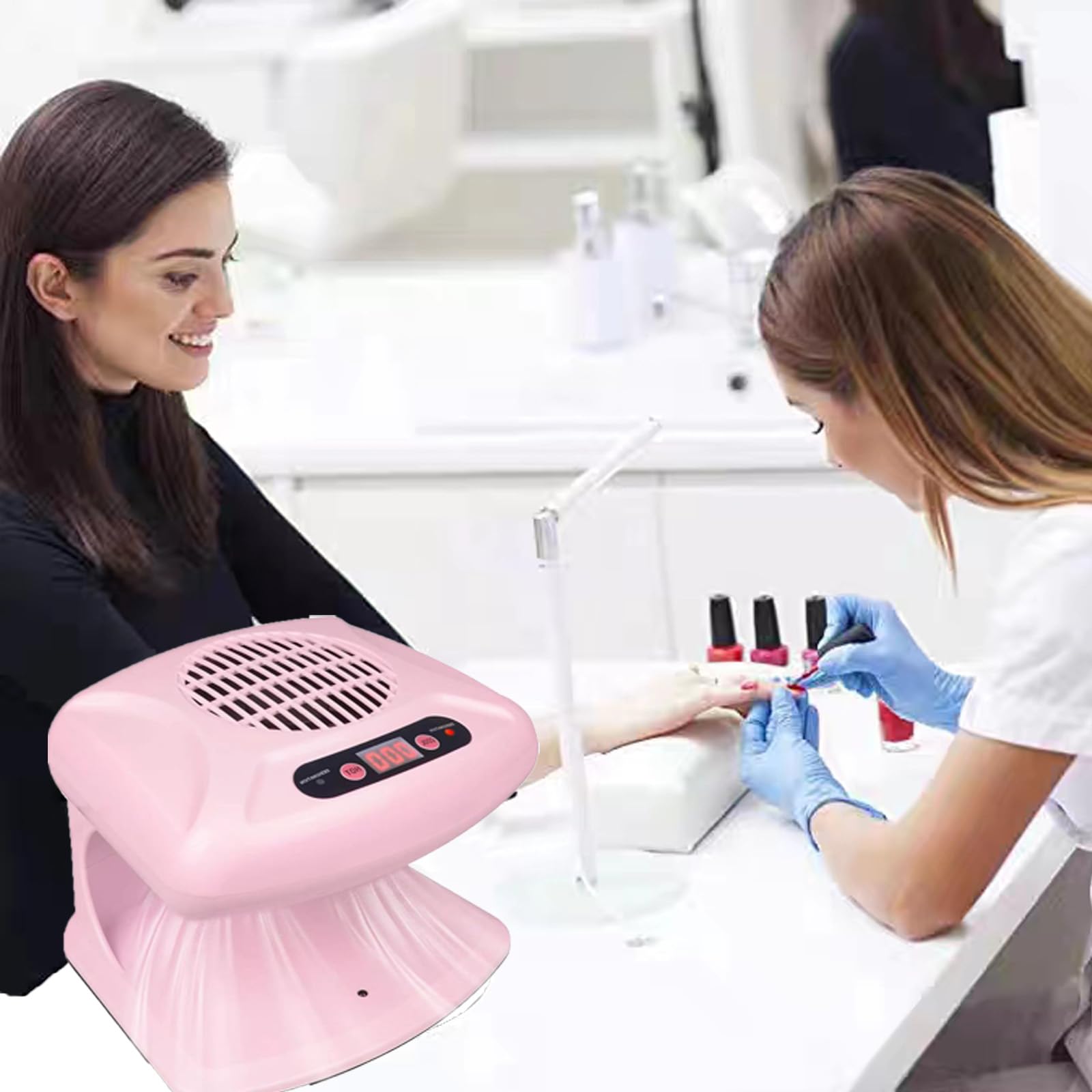 GGAIFbp nail dryer used for foot drying showing large outlet for pedicure convenience