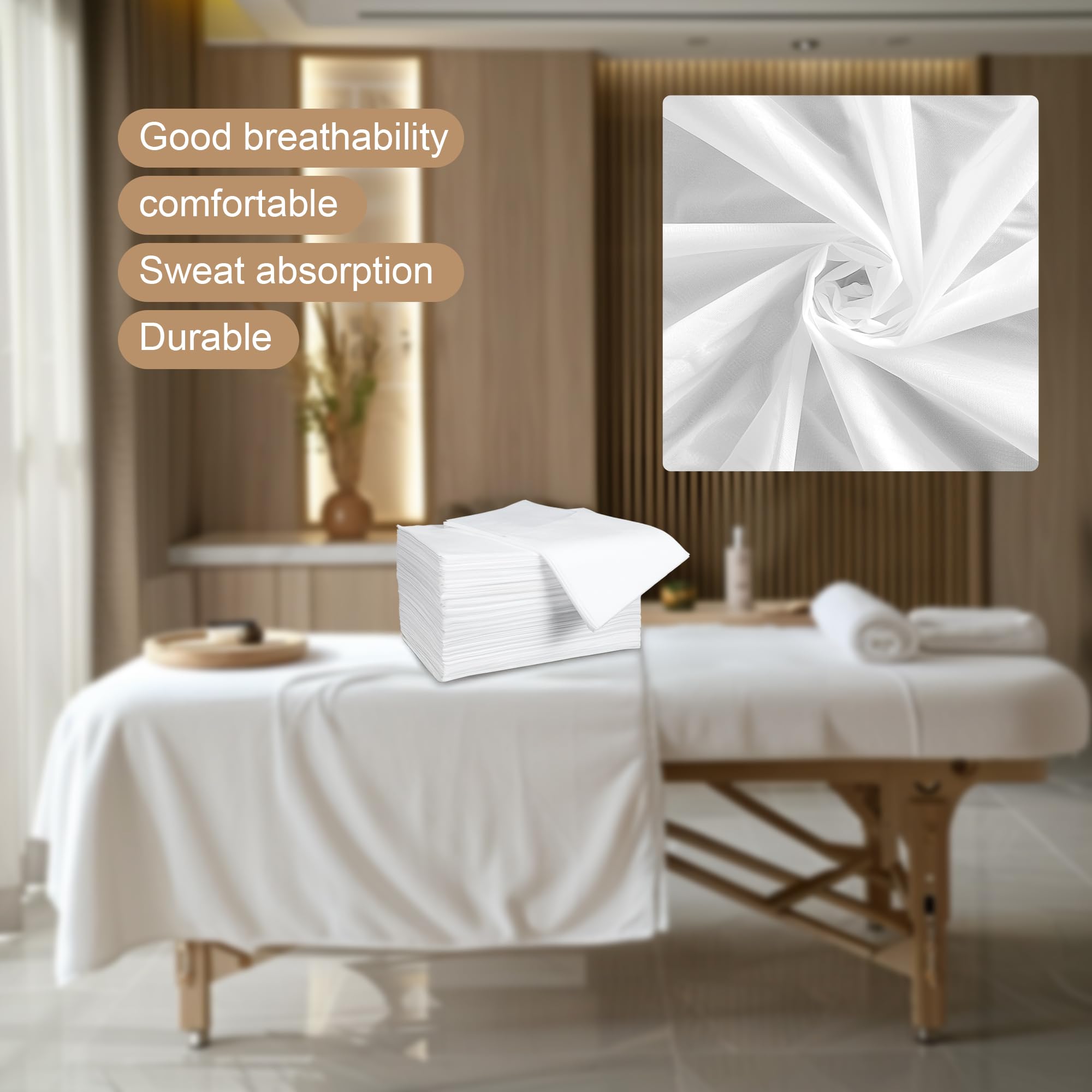 GGYKJSK sheet fully spread on a massage table for hygienic client coverage benefit