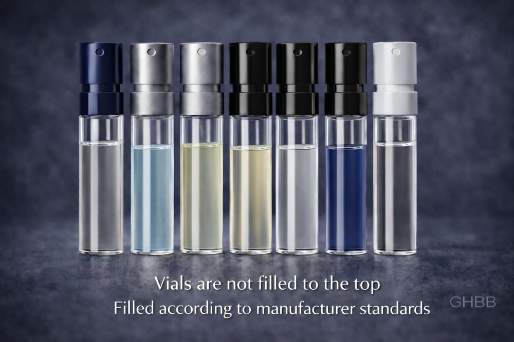 GHBB vial label detail with SAMPLE NOT FOR SALE marking confirming authenticity