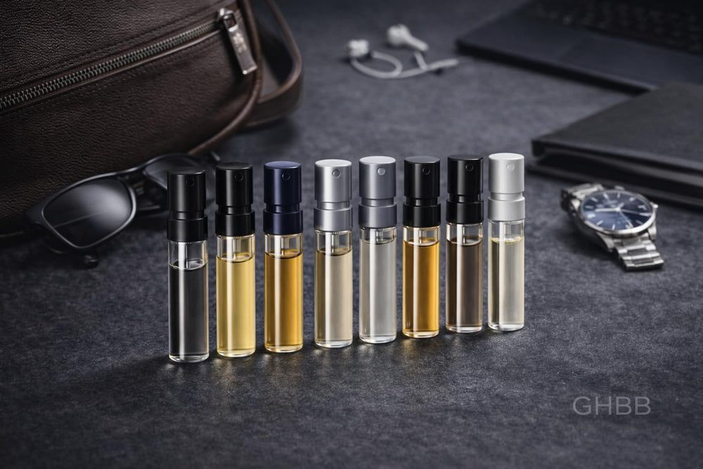 GHBB vial next to a full bottle to illustrate scale before committing