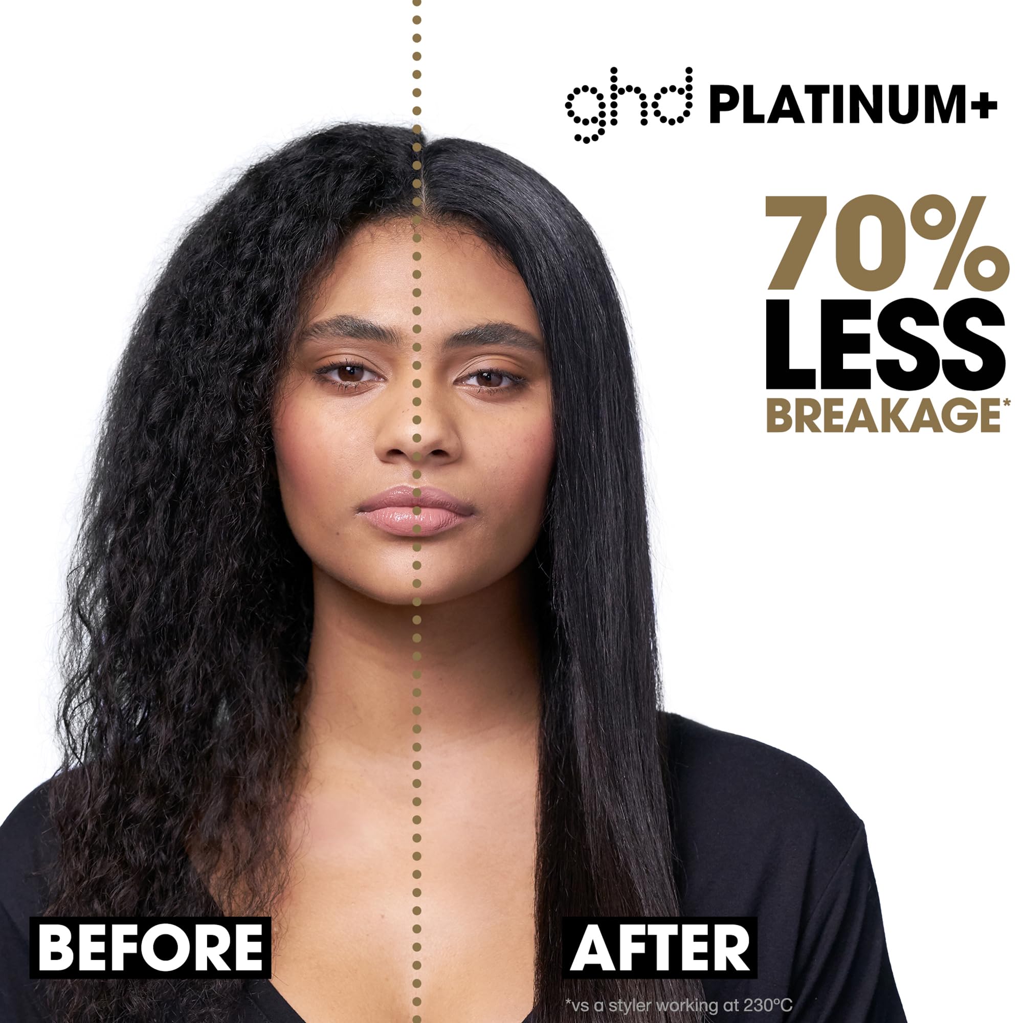 ghd Platinum+ rounded barrel detail enabling curls and soft waves with control