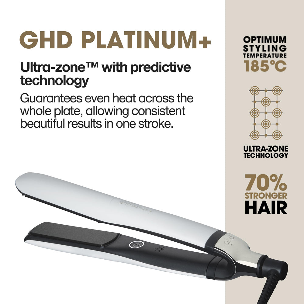 ghd Platinum+ styling long hair demonstrating fewer passes and reduced breakage