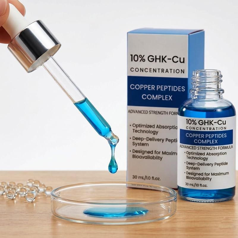 Generic GHK-Cu dropper dispensing serum for precise application