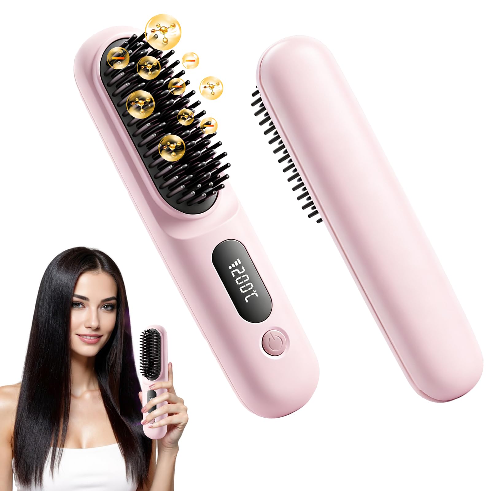 GHSLZE front view of Go Brush Pro showing compact build and ergonomic handle for easy styling