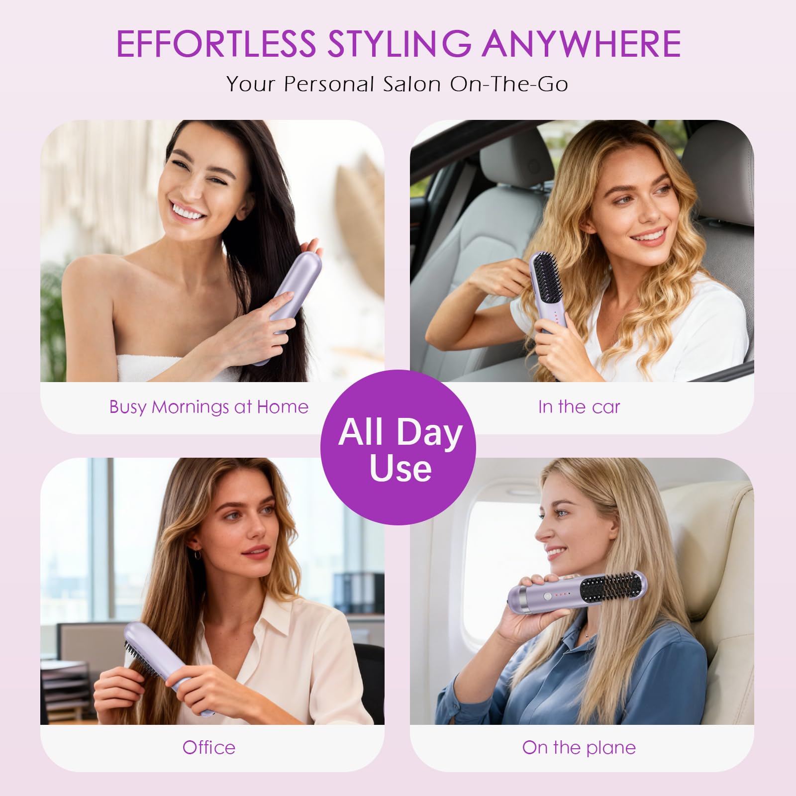 GHSLZE styling brush in use on short hair illustrating fast one-pass smoothing