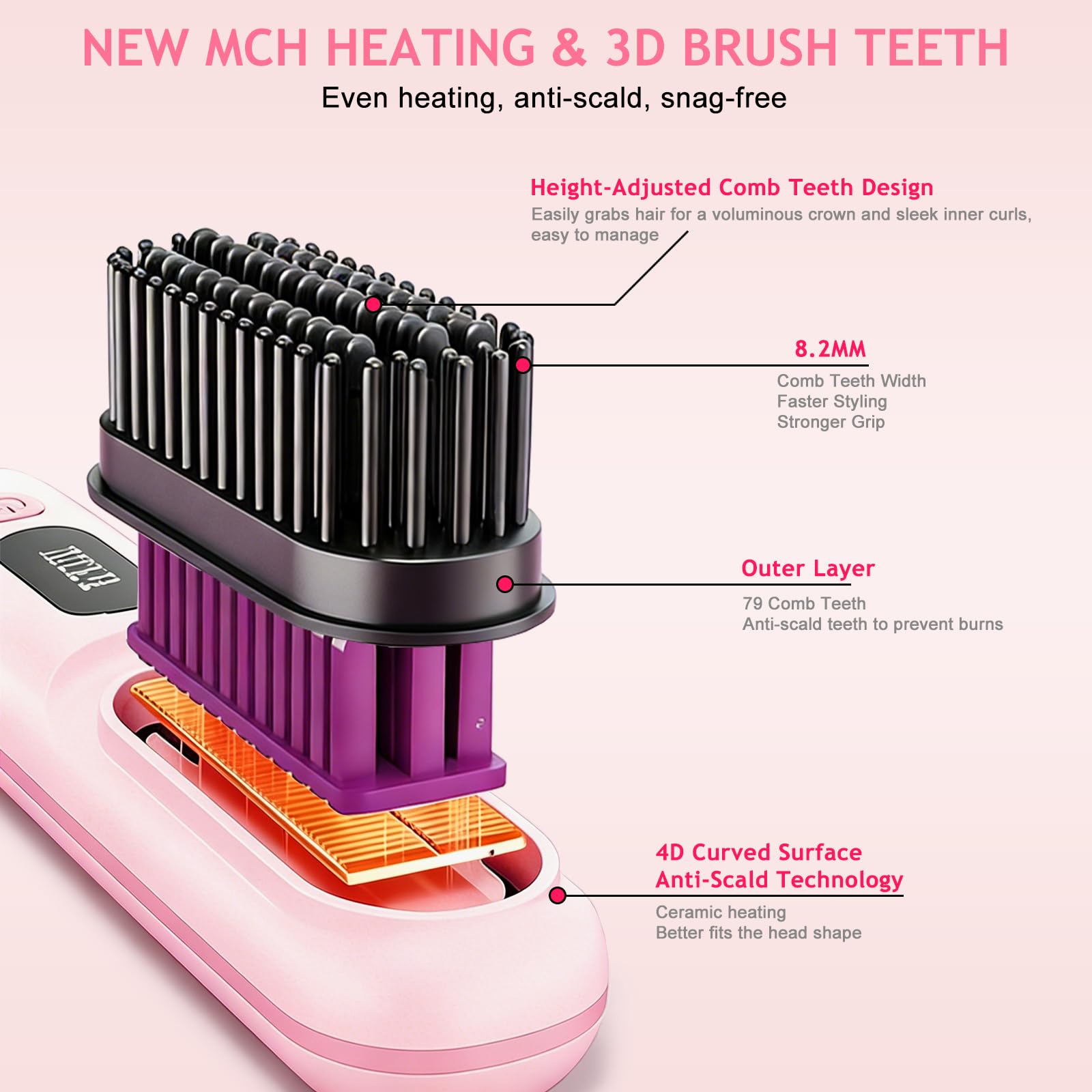GHSLZE ceramic bristle texture close-up demonstrating ionic surface for reduced frizz