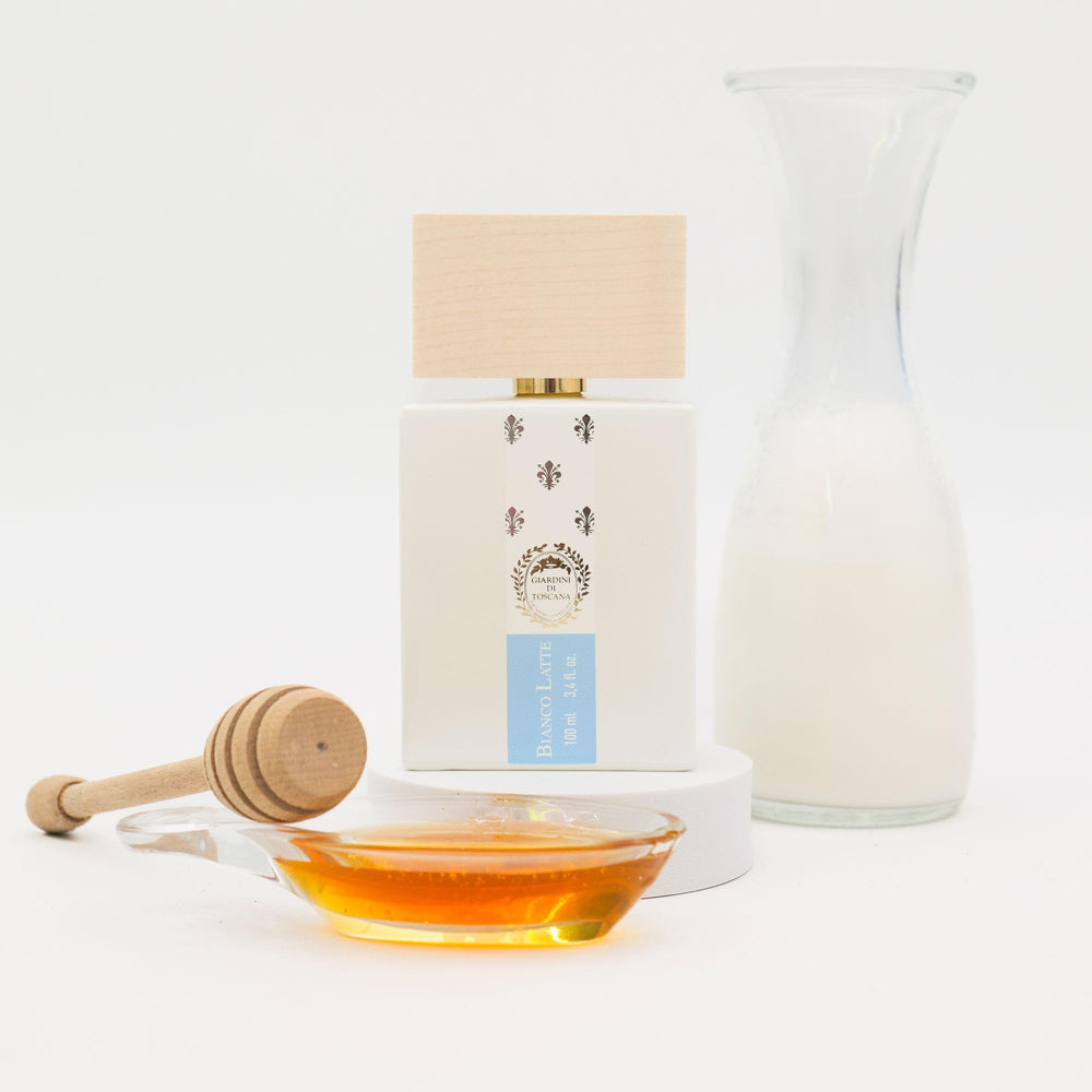 Giardini di Toscana ingredient notes display with caramel and vanilla visuals for scent clarity