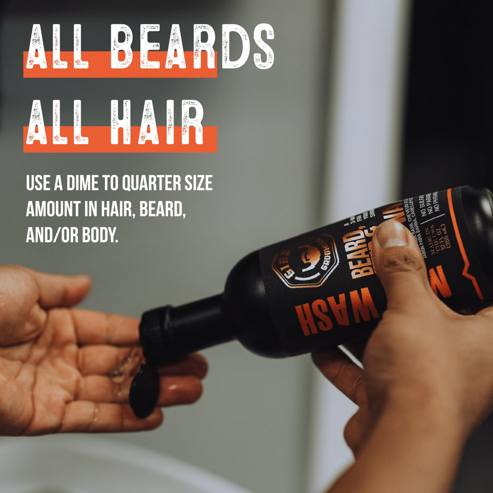 GIBS applied to beard demonstrating gentle cleansing and softness