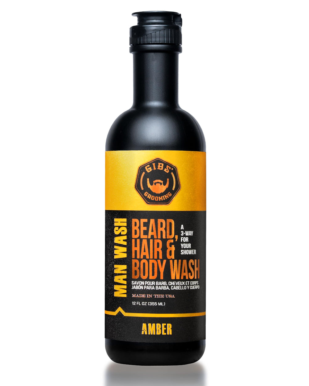 GIBS front bottle showing amber scent and label benefits