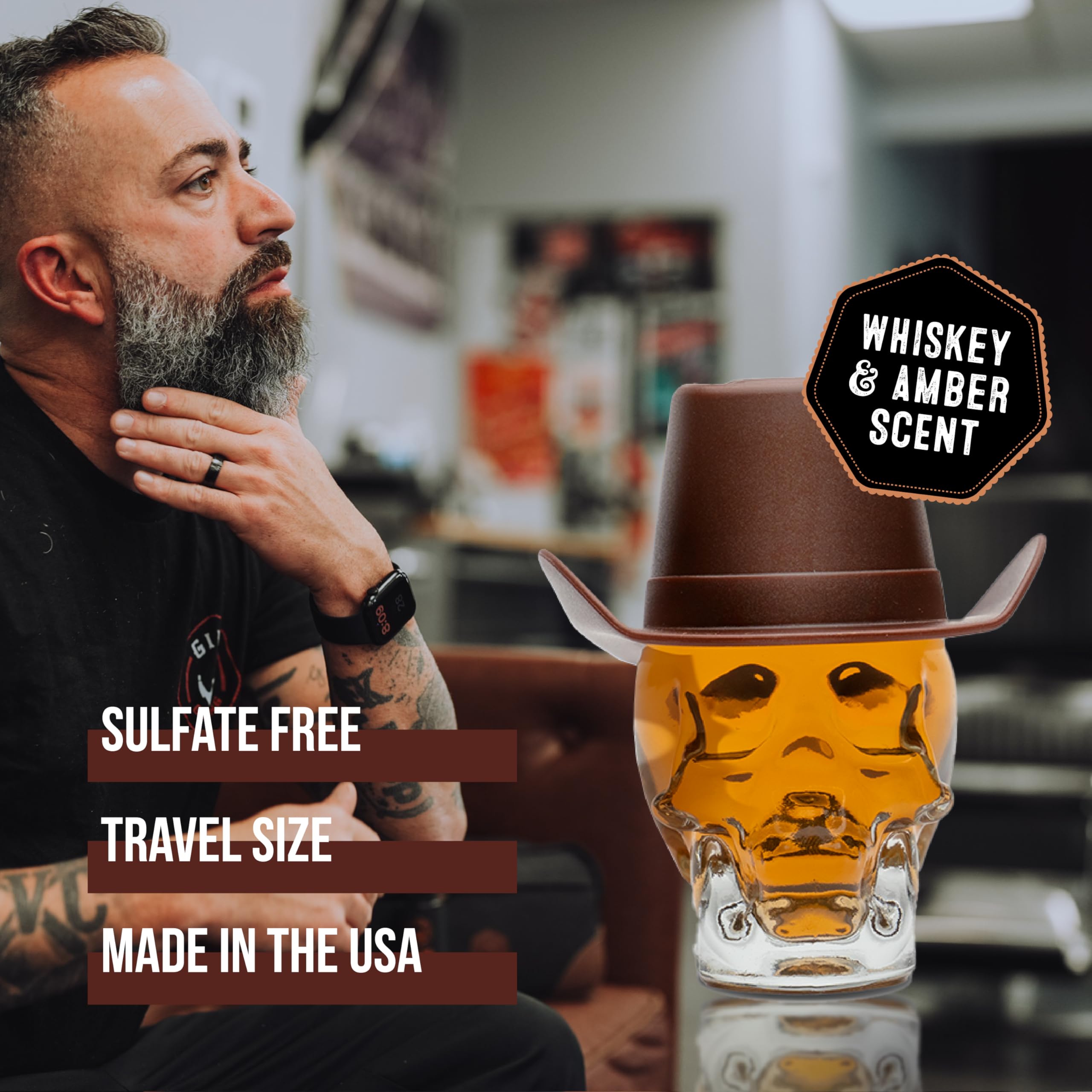 GIBS application into beard hands-on demonstration for softer, manageable facial hair