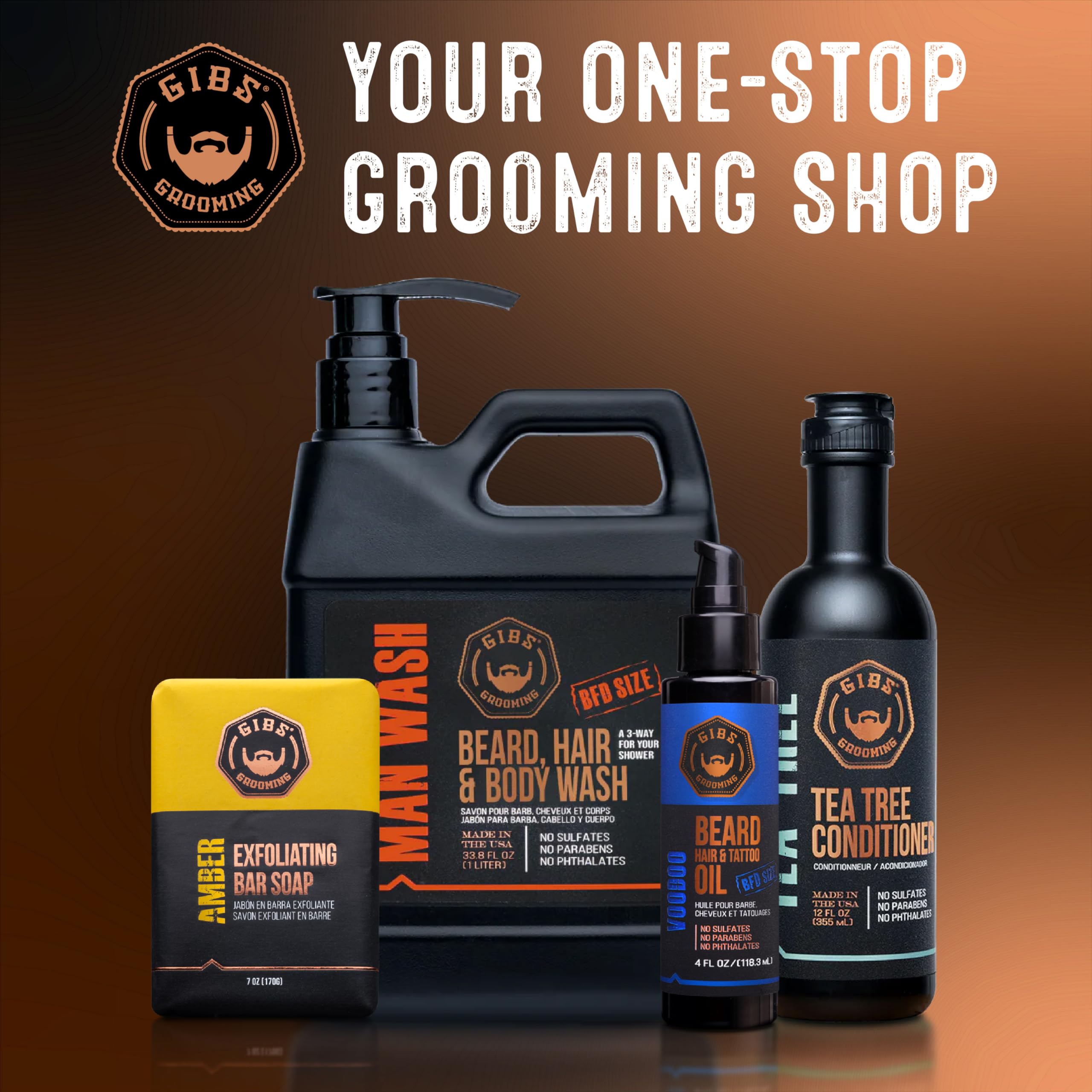 GIBS bottle on bathroom shelf suggesting daily grooming routine boost