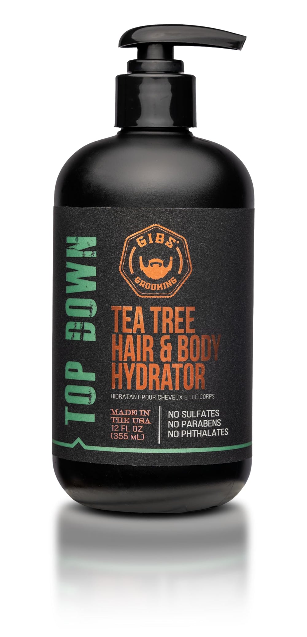 GIBS front packaging showing 12 oz bottle and branding benefit: clear product ID