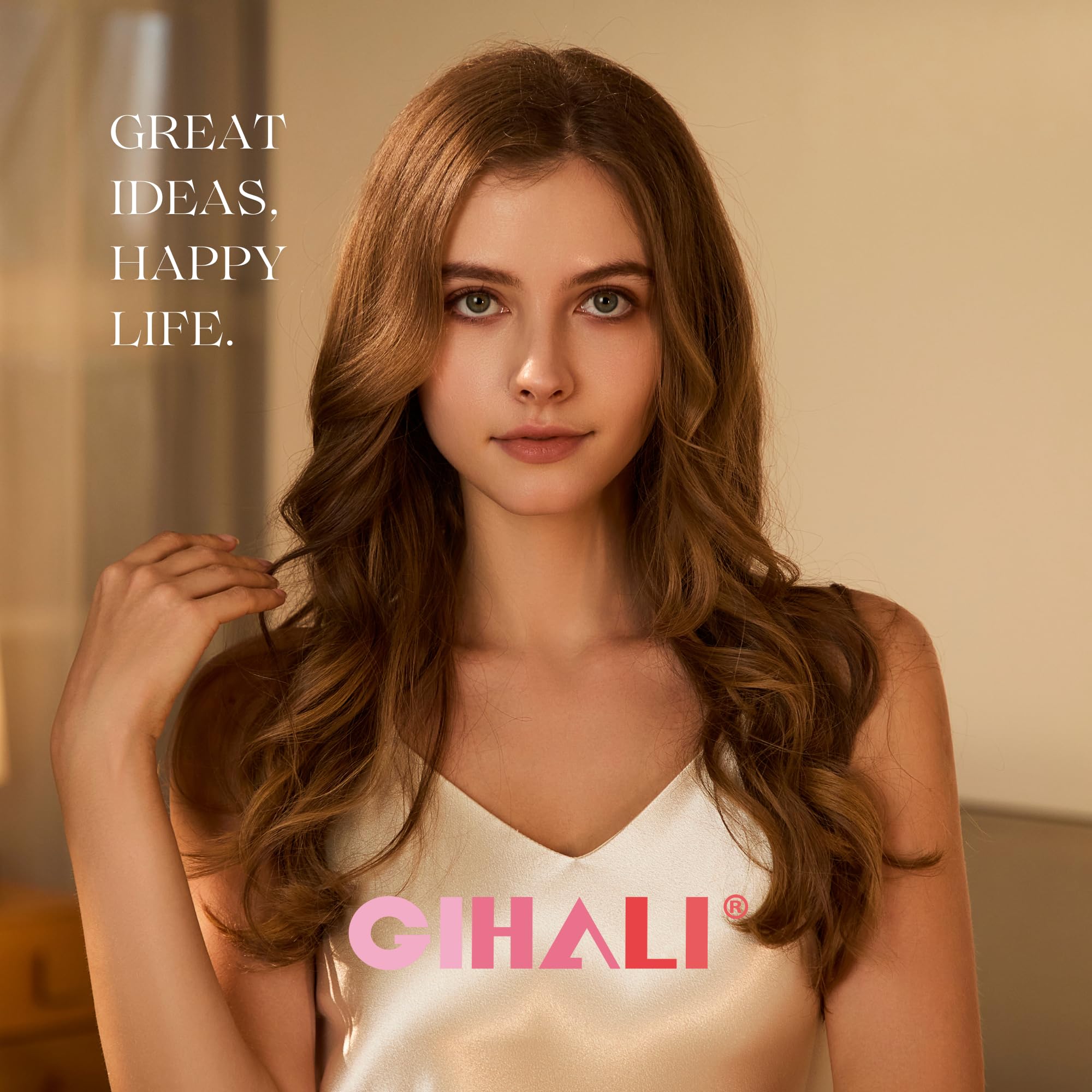 GIHALI staged bathroom scene showing salon-style styling at home