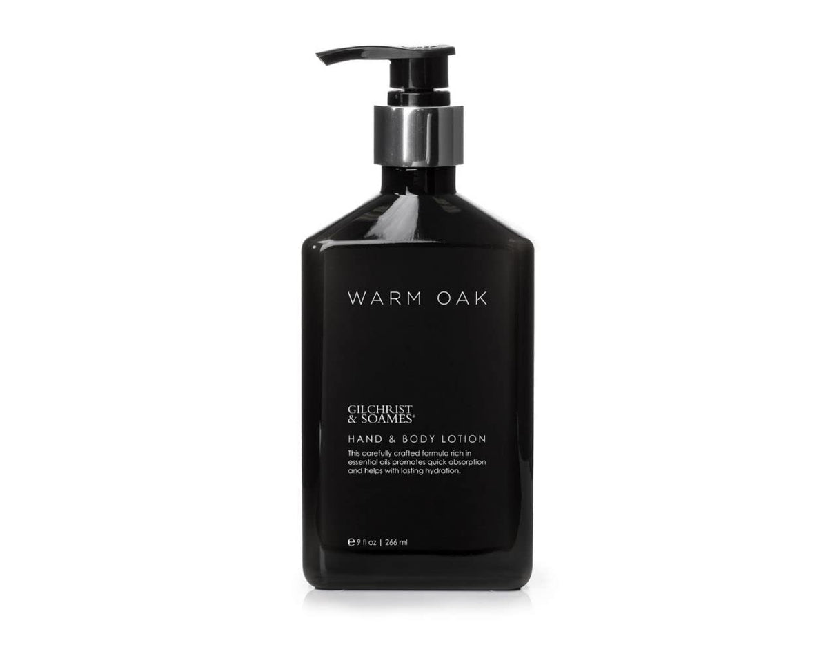 Gilchrist & Soames front bottle showing label and scent benefits