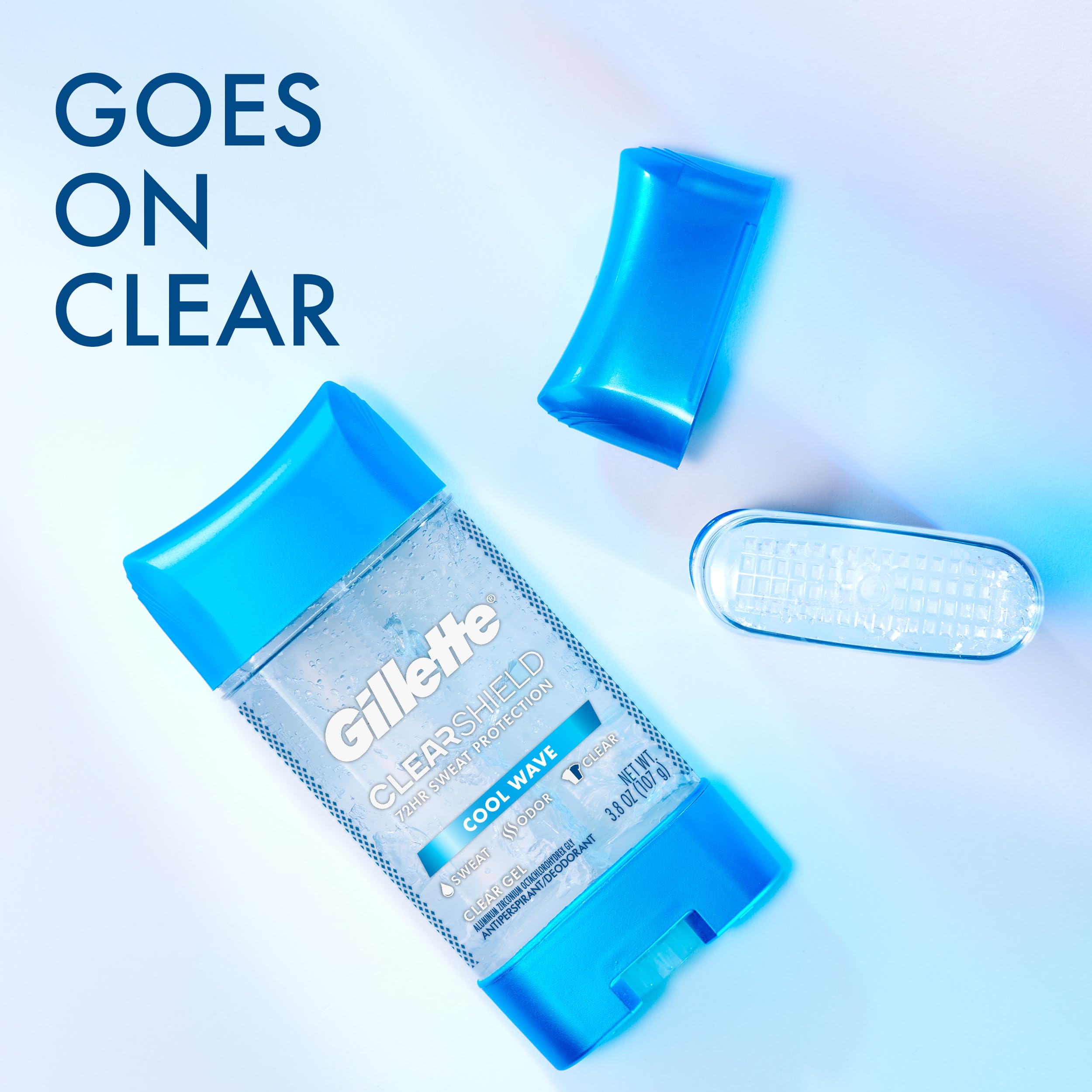 Gillette clear gel cap open demonstrating easy twist application benefit