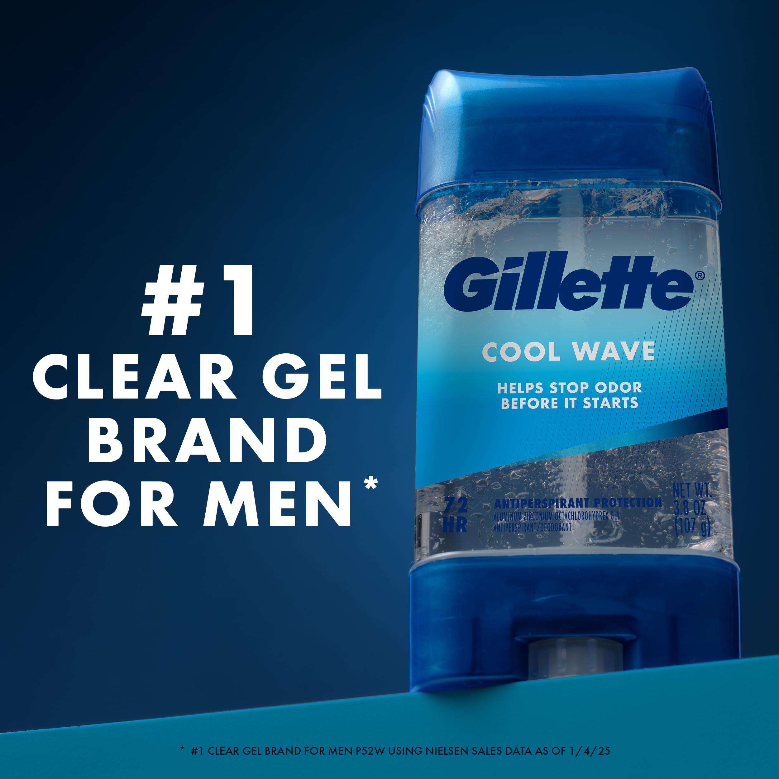 Gillette gel applied on dark shirt demonstrating anti-white mark benefit