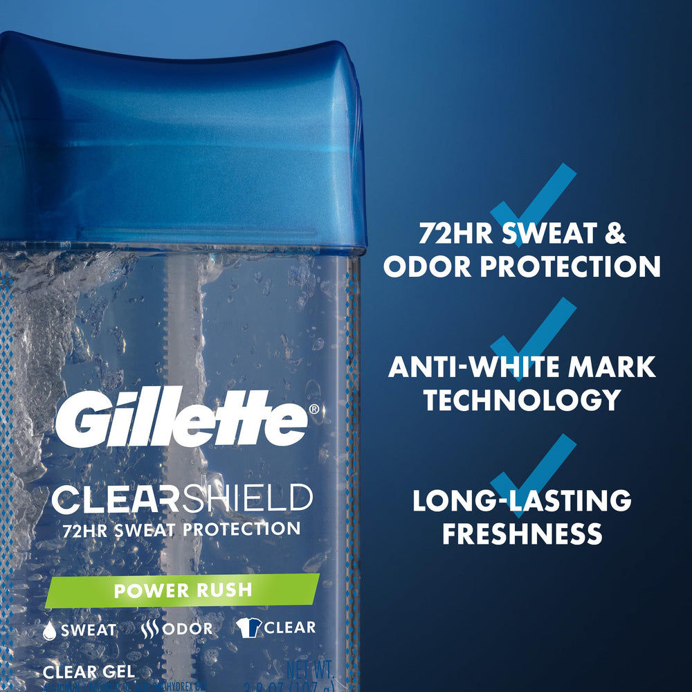Gillette clear gel back label with directions and usage details benefits