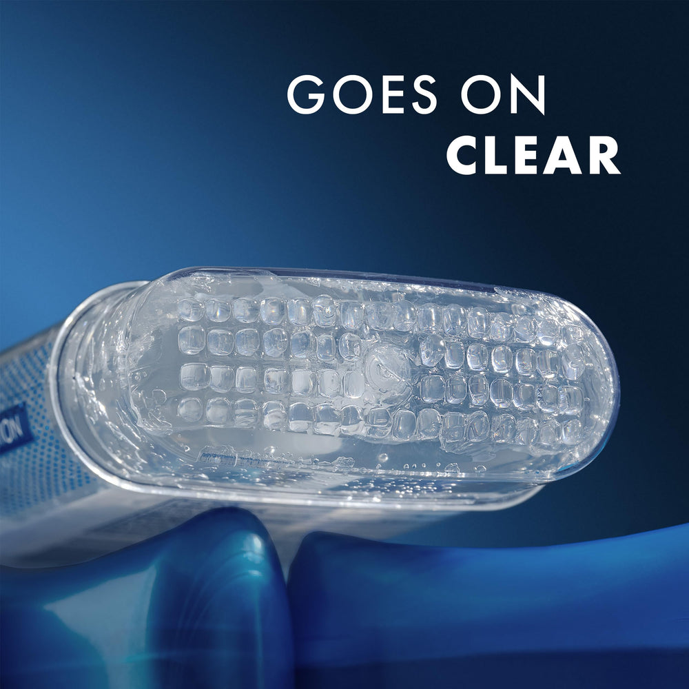 Gillette clear gel nozzle detail highlighting precise dispensing control