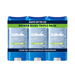 Gillette clear gel front packaging showing product and scent benefits
