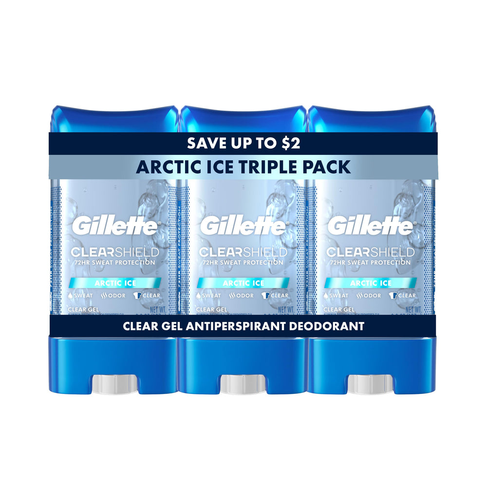 Gillette clear gel front packaging showing 72 hour protection benefit