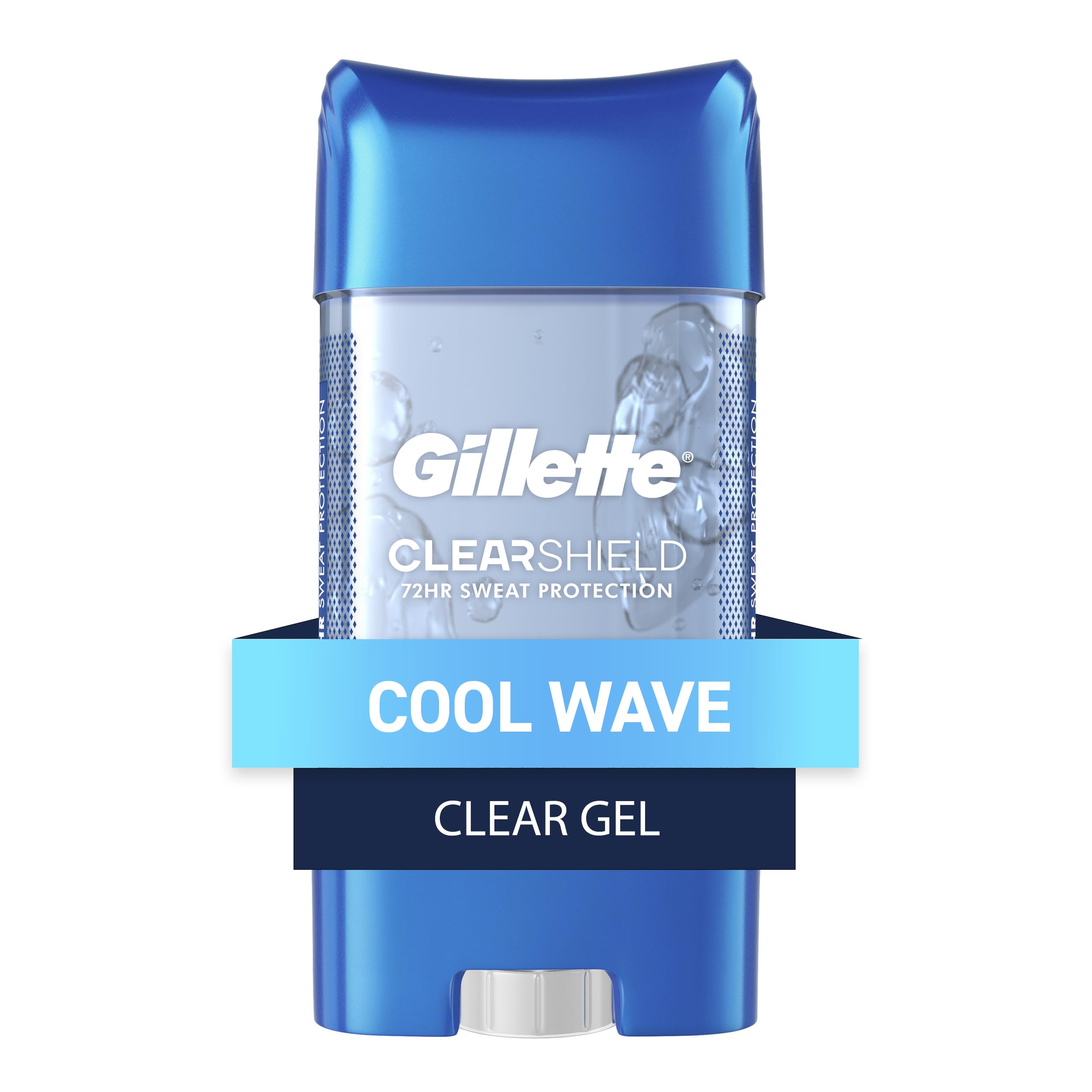 Gillette clear gel front packaging showing brand and cool wave freshness