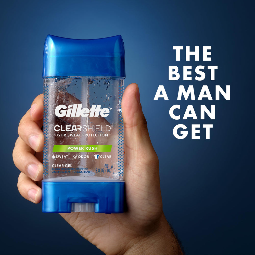Close view of Gillette clear gel ingredients label for informed users
