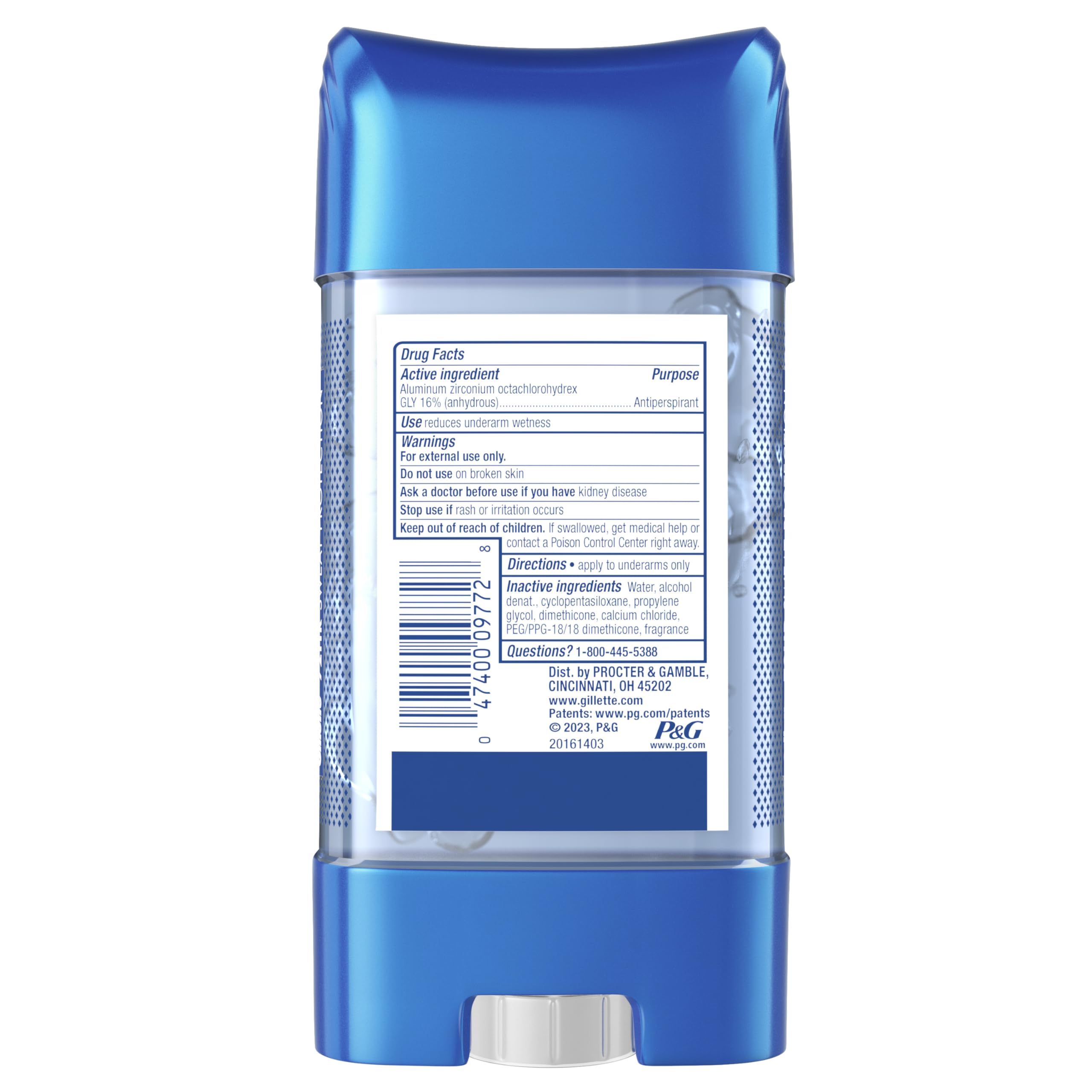 Gillette clear gel six-pack arranged showing value and multi-location supply