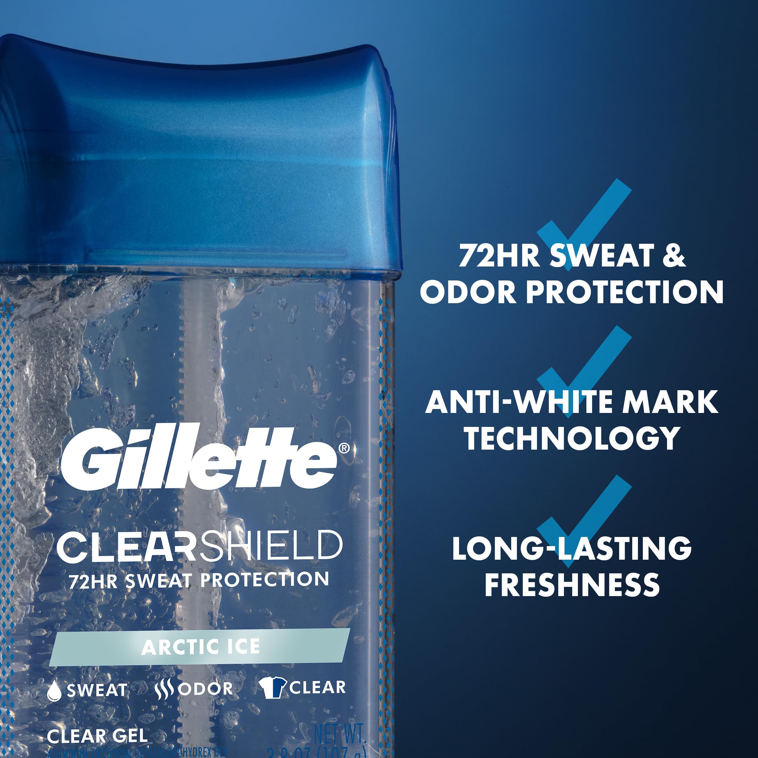 Gillette clear gel stick opened ready for quick application and convenience