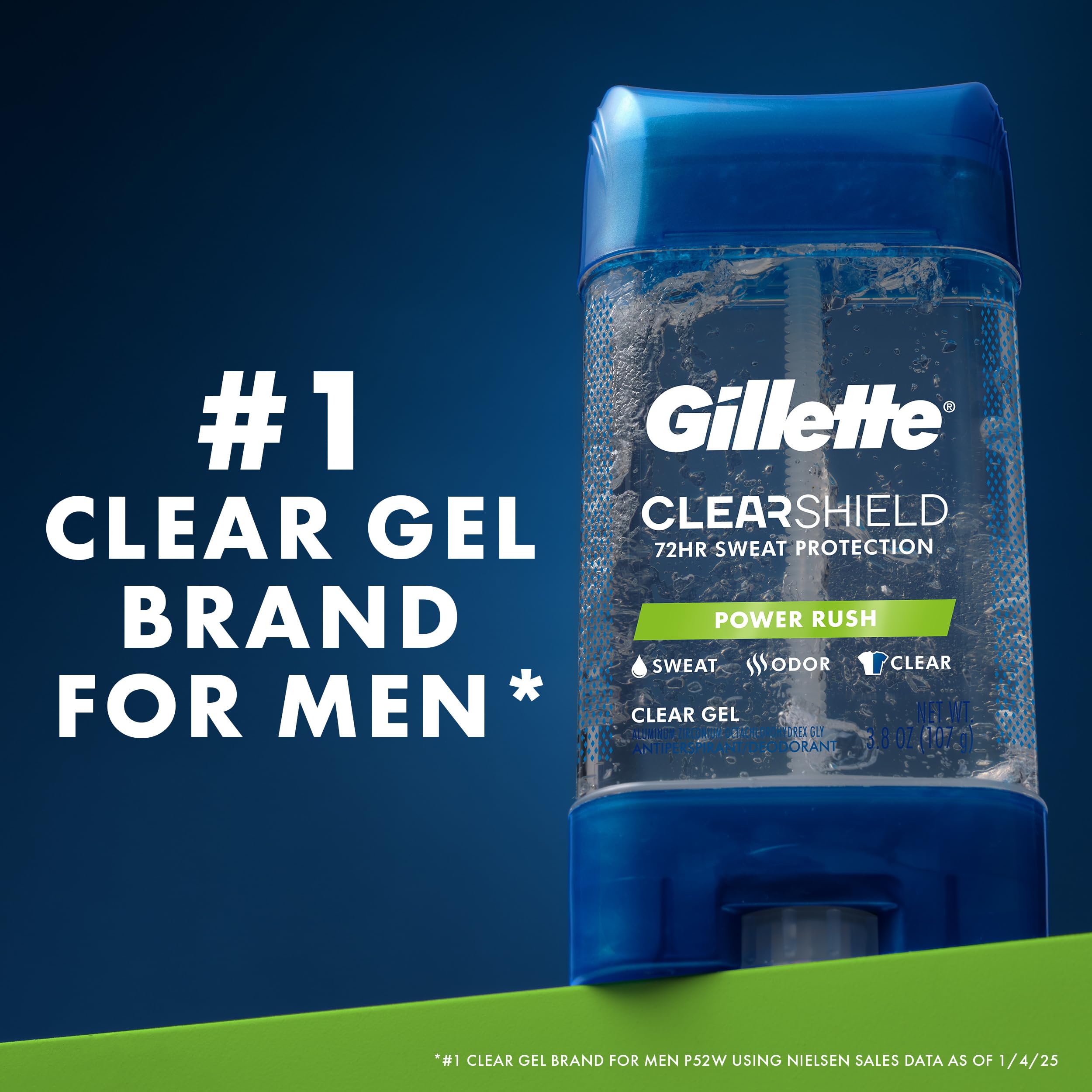 Gillette clear gel close-up texture showing smooth clear application benefits