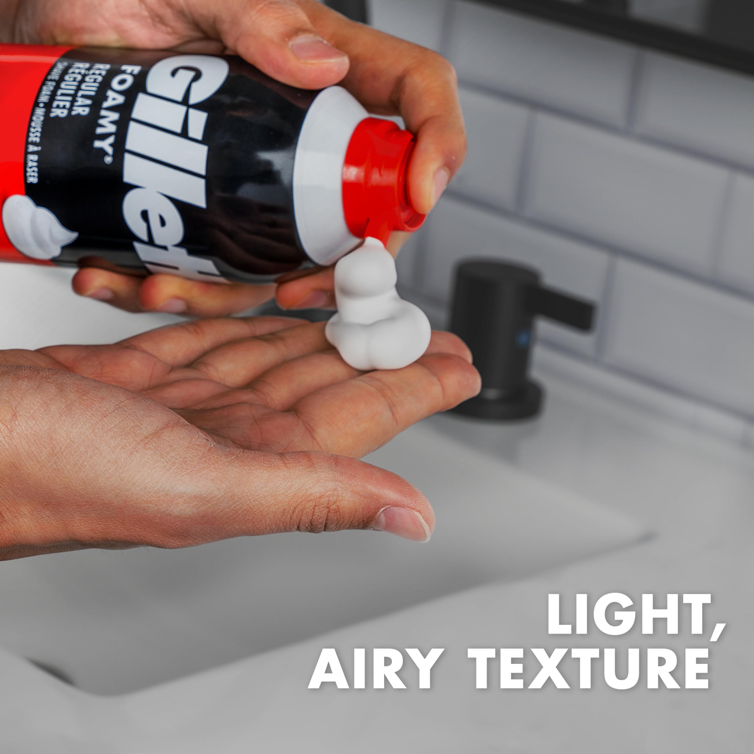Gillette Foamy rich foam texture demonstrating thick creamy lather