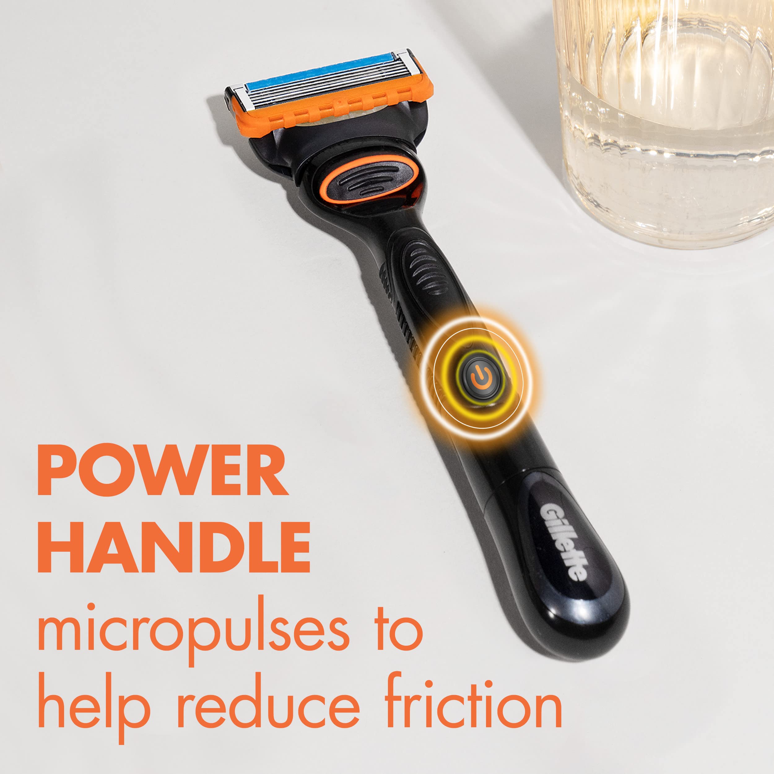 Gillette Fusion5 cartridge snapped onto a handle for easy replacement