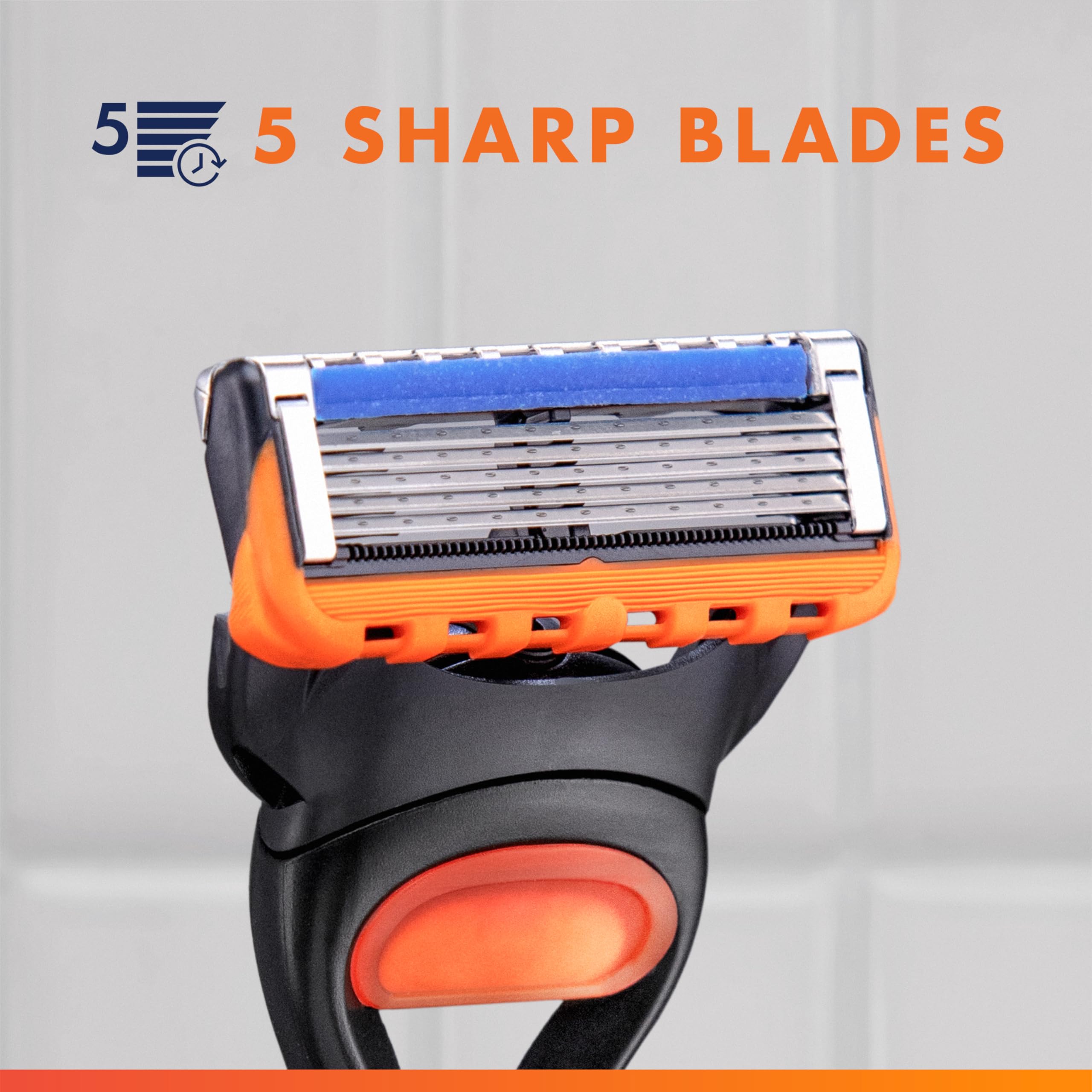 Gillette Fusion5 blade edge macro showing five blades for closer shave