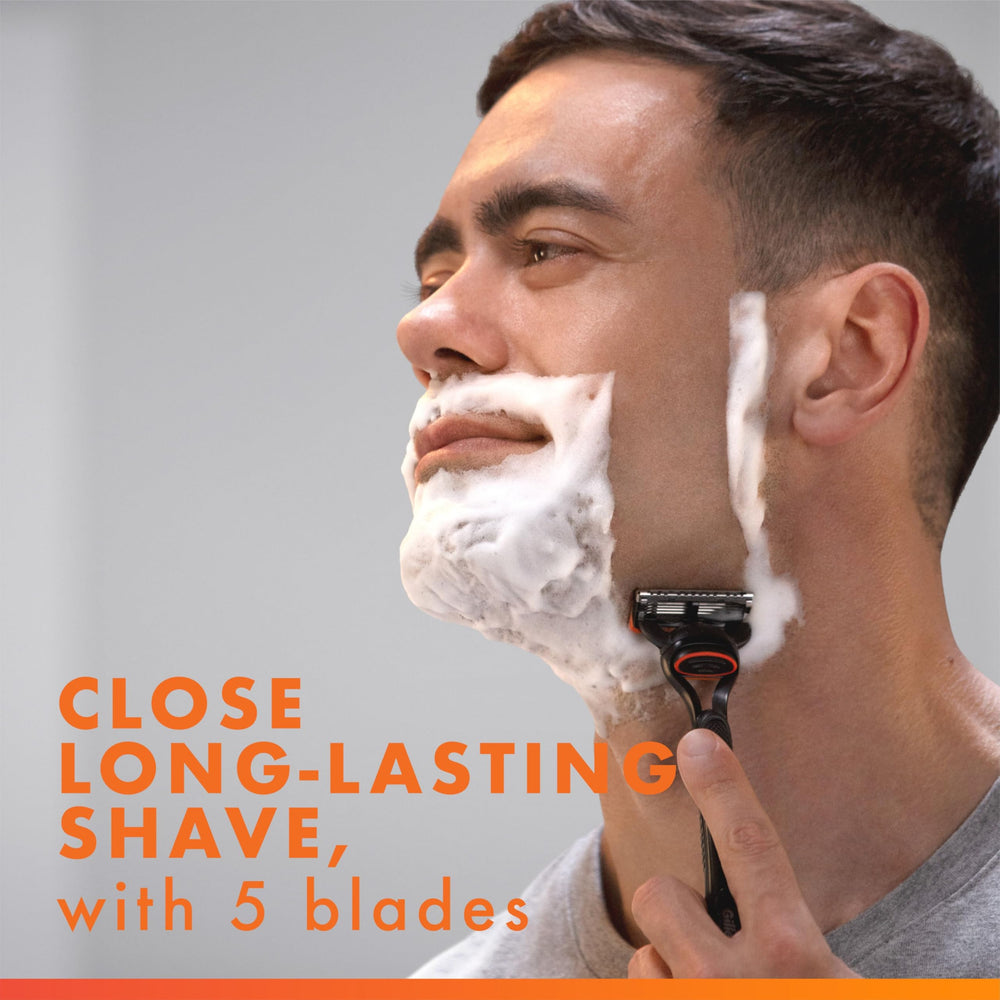 Gillette Fusion flexible comfort guard angle following facial contours for comfort