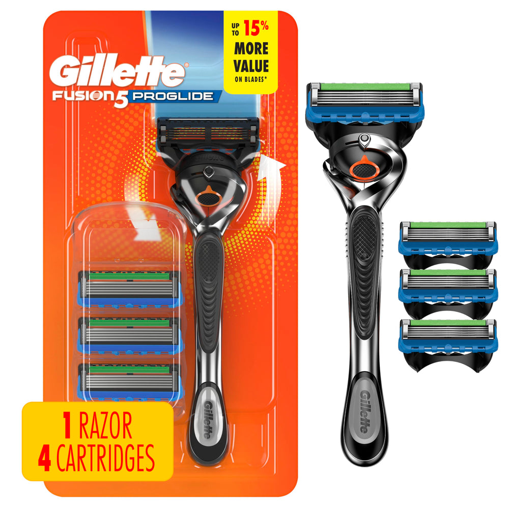 Gillette fusion5 pack front showing contents and convenience