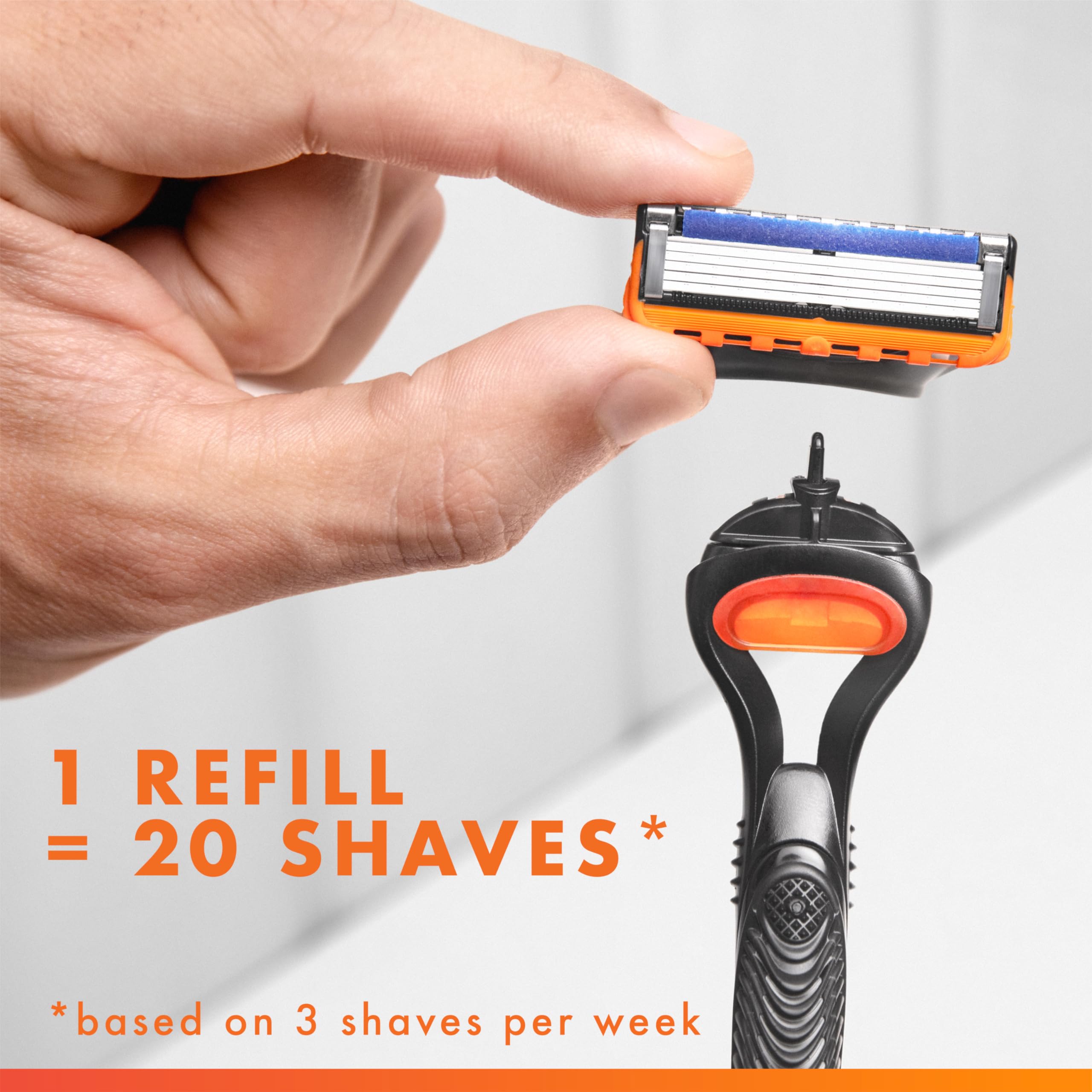 Gillette Fusion5 shaving in use on face demonstrating comfort and precision