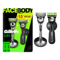 Gillette Labs face razor front packaging showing product and benefits