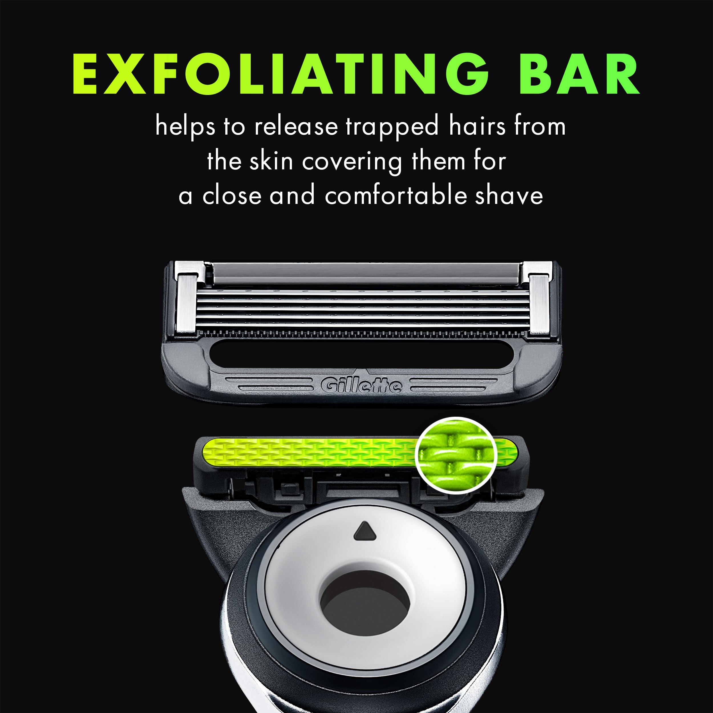 Gillette Labs five-blade cartridge detail highlighting close shave performance