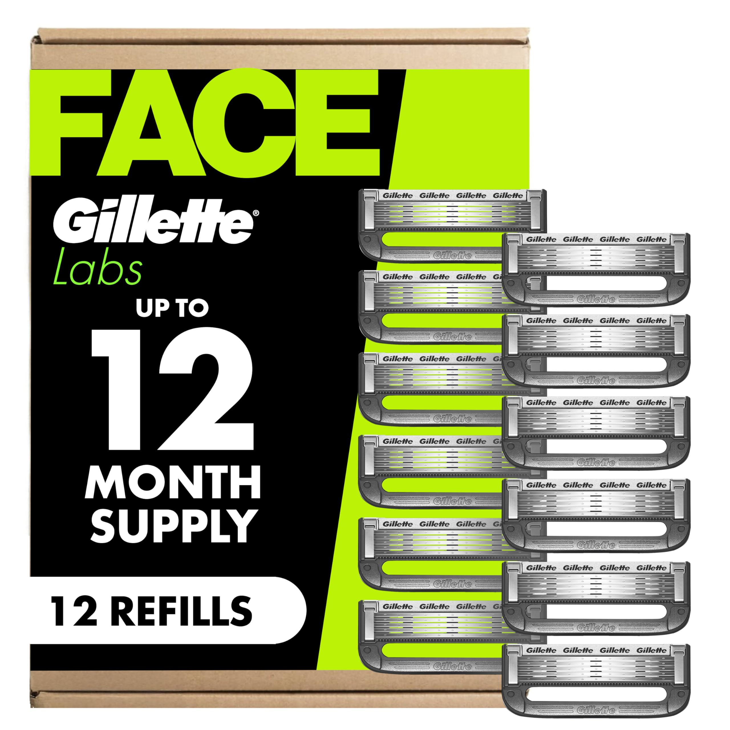 Gillette Labs front packaging showing 12-count refills and clear branding for easy restocking