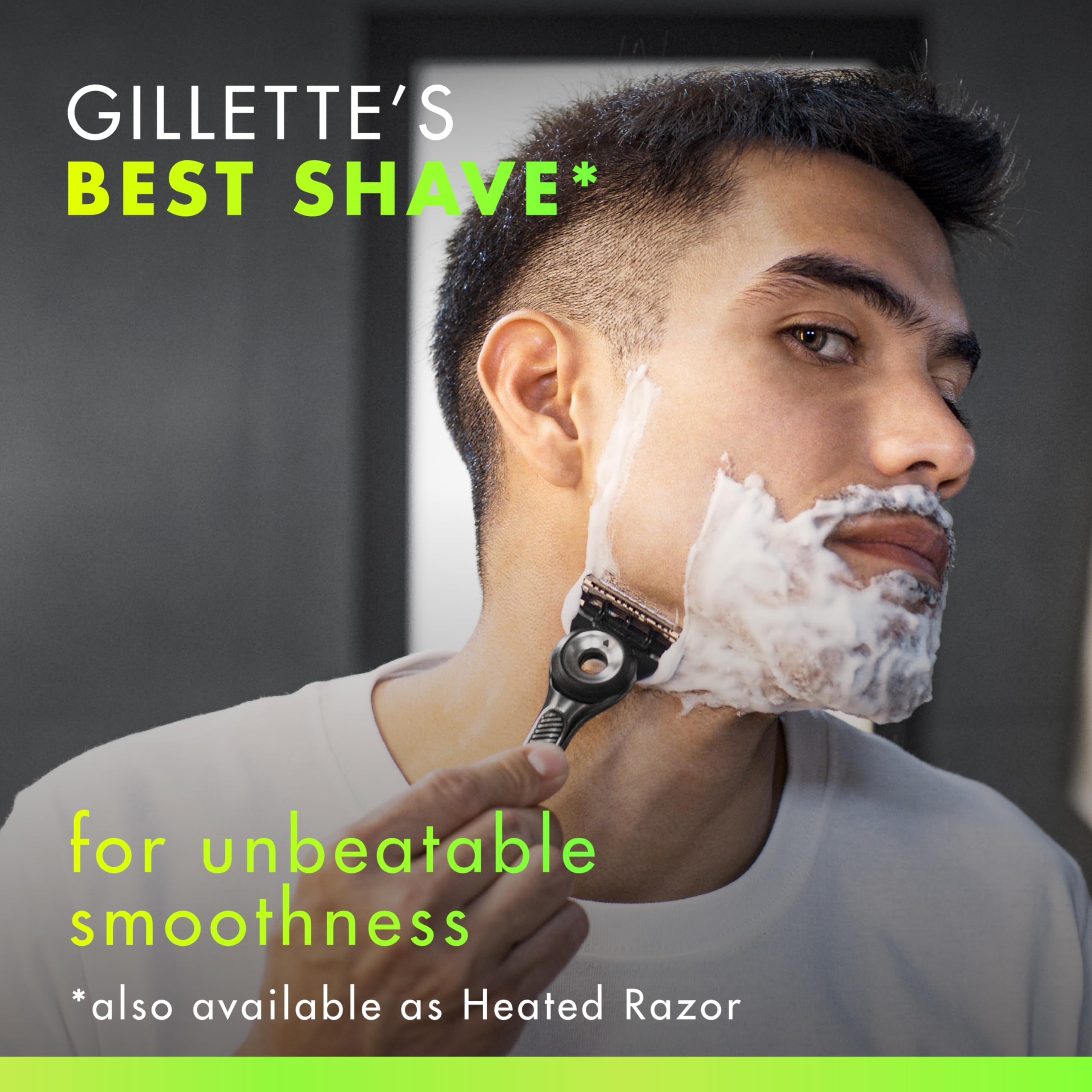 Gillette Labs gel can hero shot showing rapid-foaming formula that cools skin