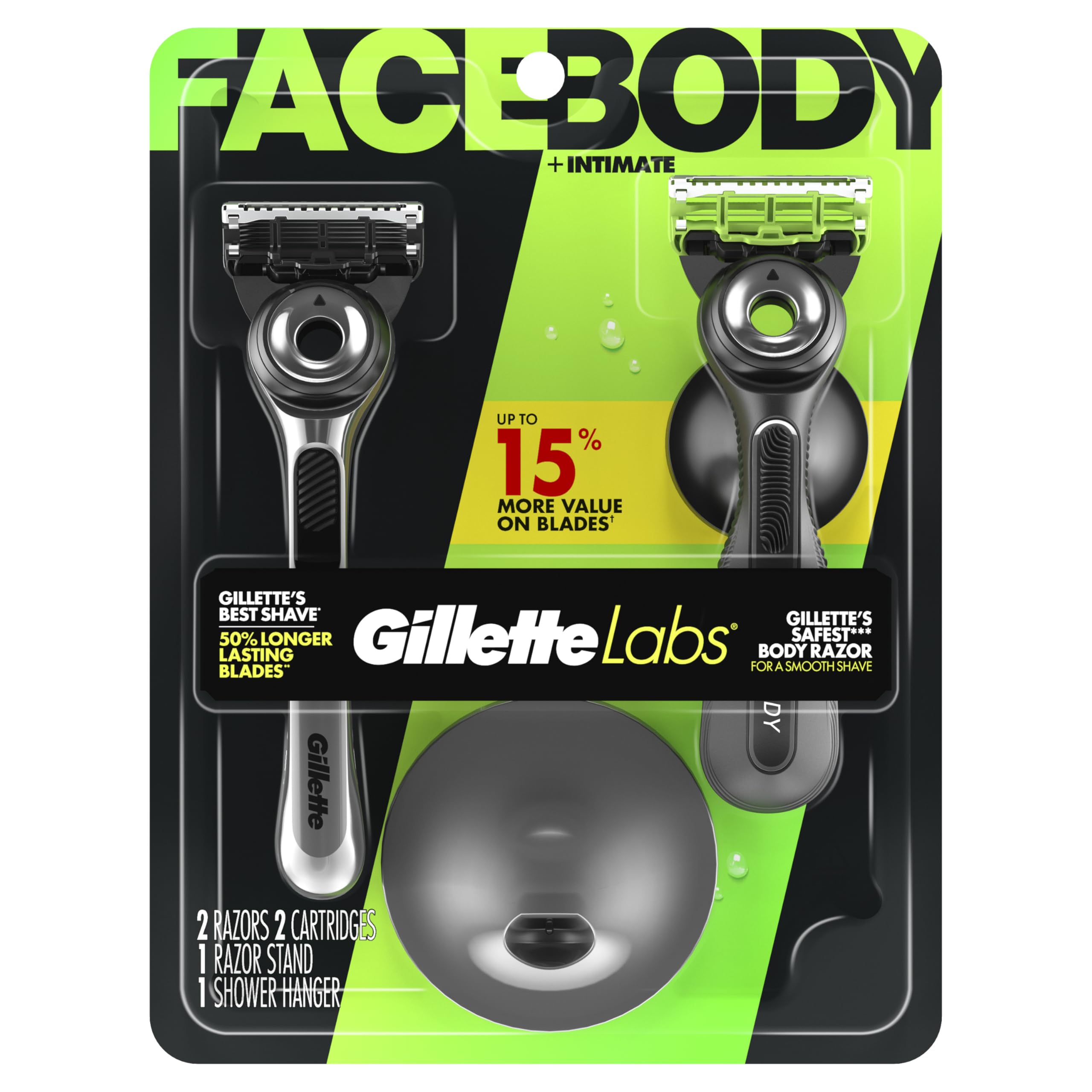 Gillette Labs body razor in use shaving leg and knee for contouring
