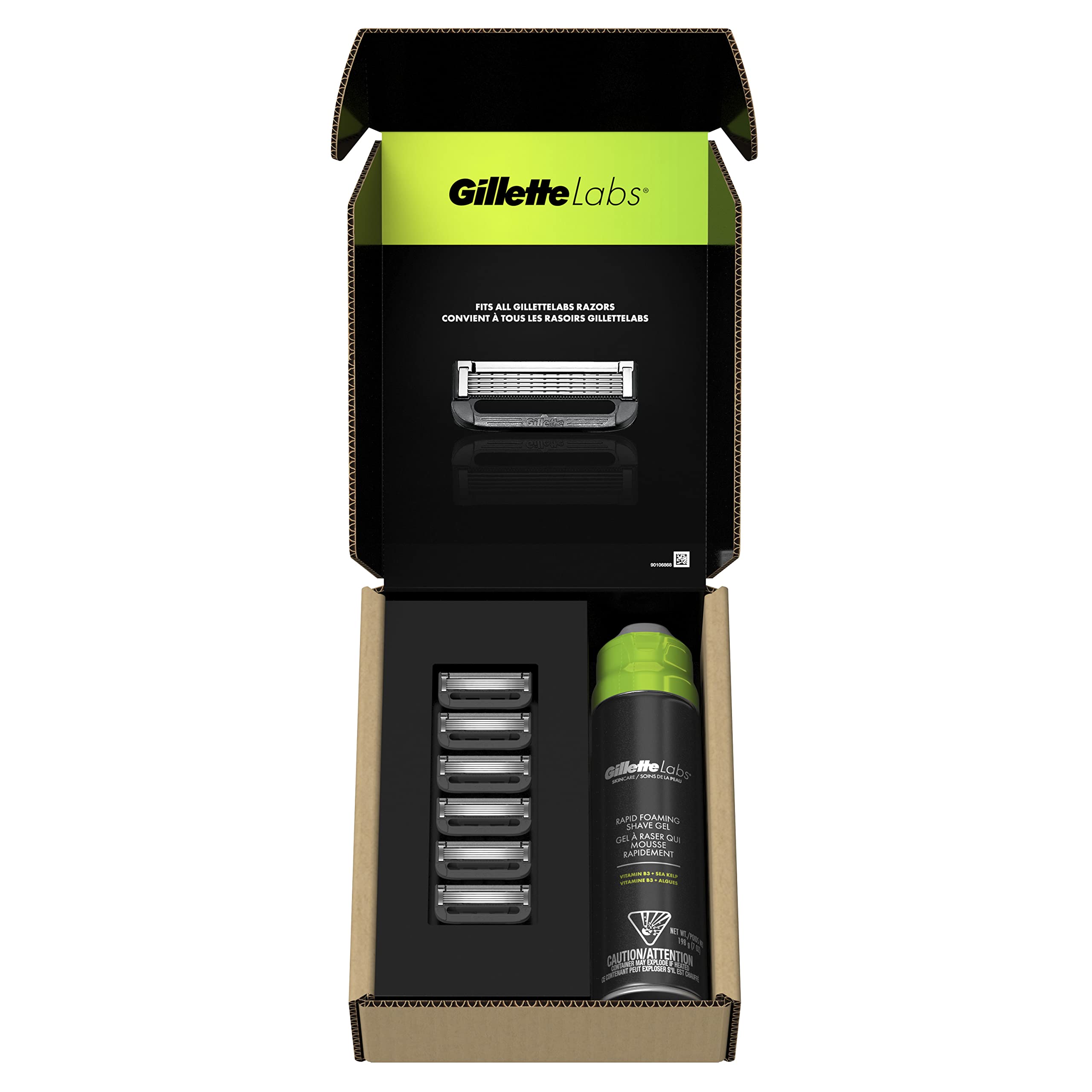 Gillette Labs lifestyle bathroom setup showing easy daily use and groomed results