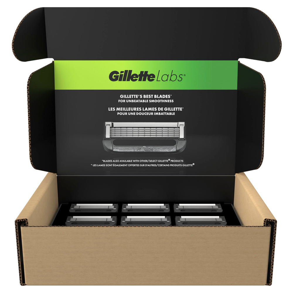 Gillette Labs pack opened with cartridges laid out for viewing quantity and quick access