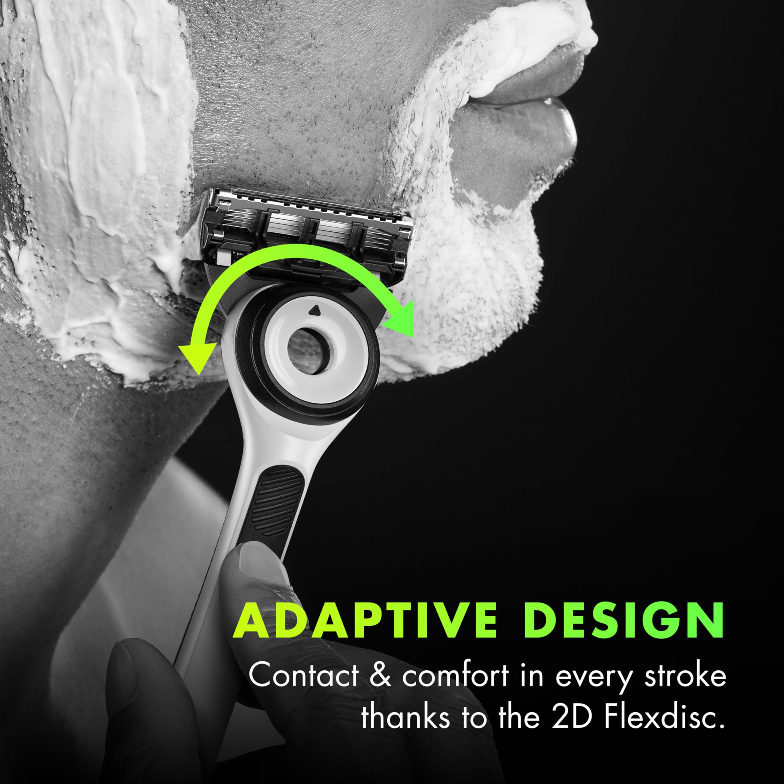 Gillette Labs razor beside shaving foam showing compact scale for travel convenience