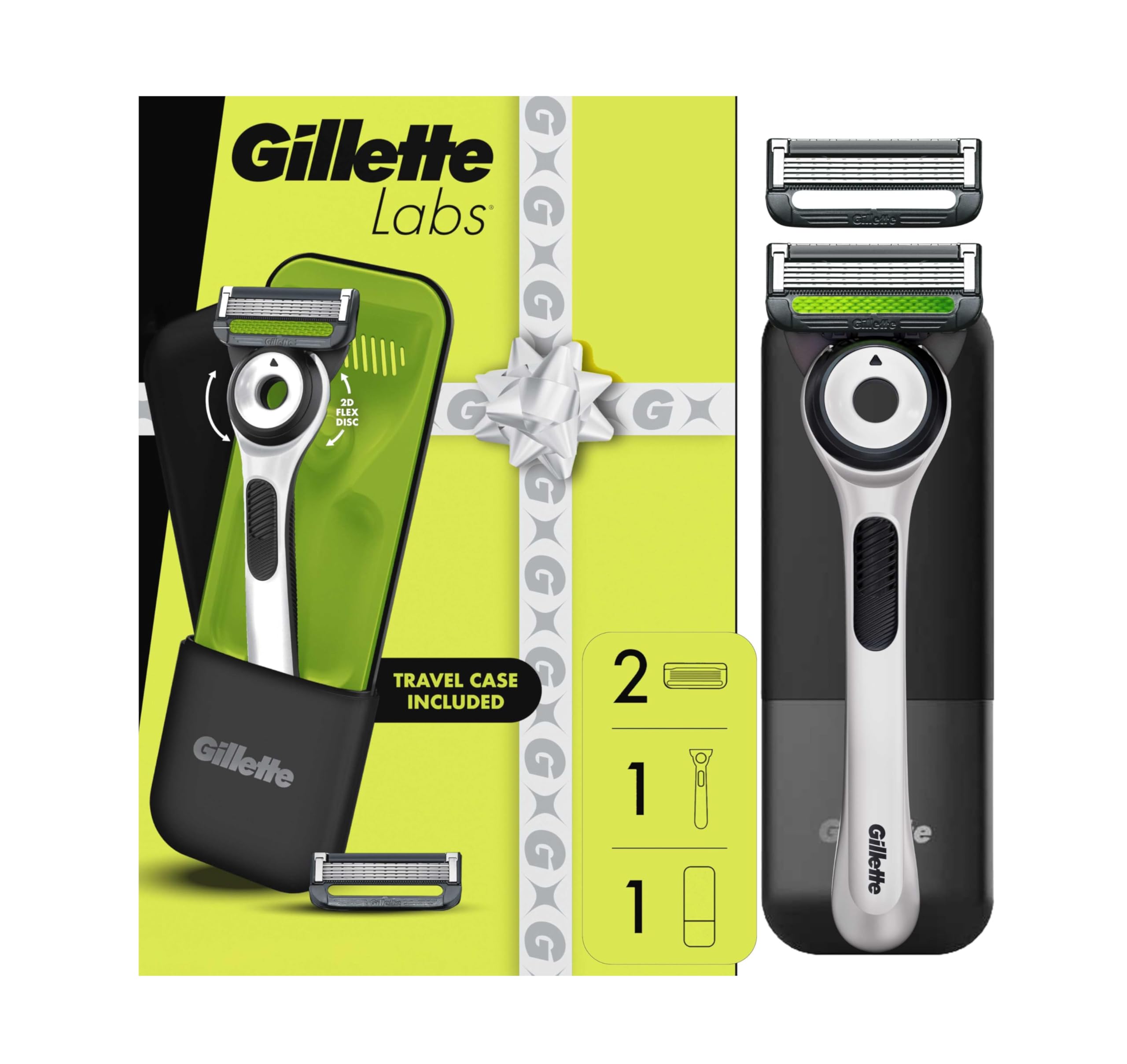 Gillette Labs front view showing white edition handle and packaging benefit clean presentation
