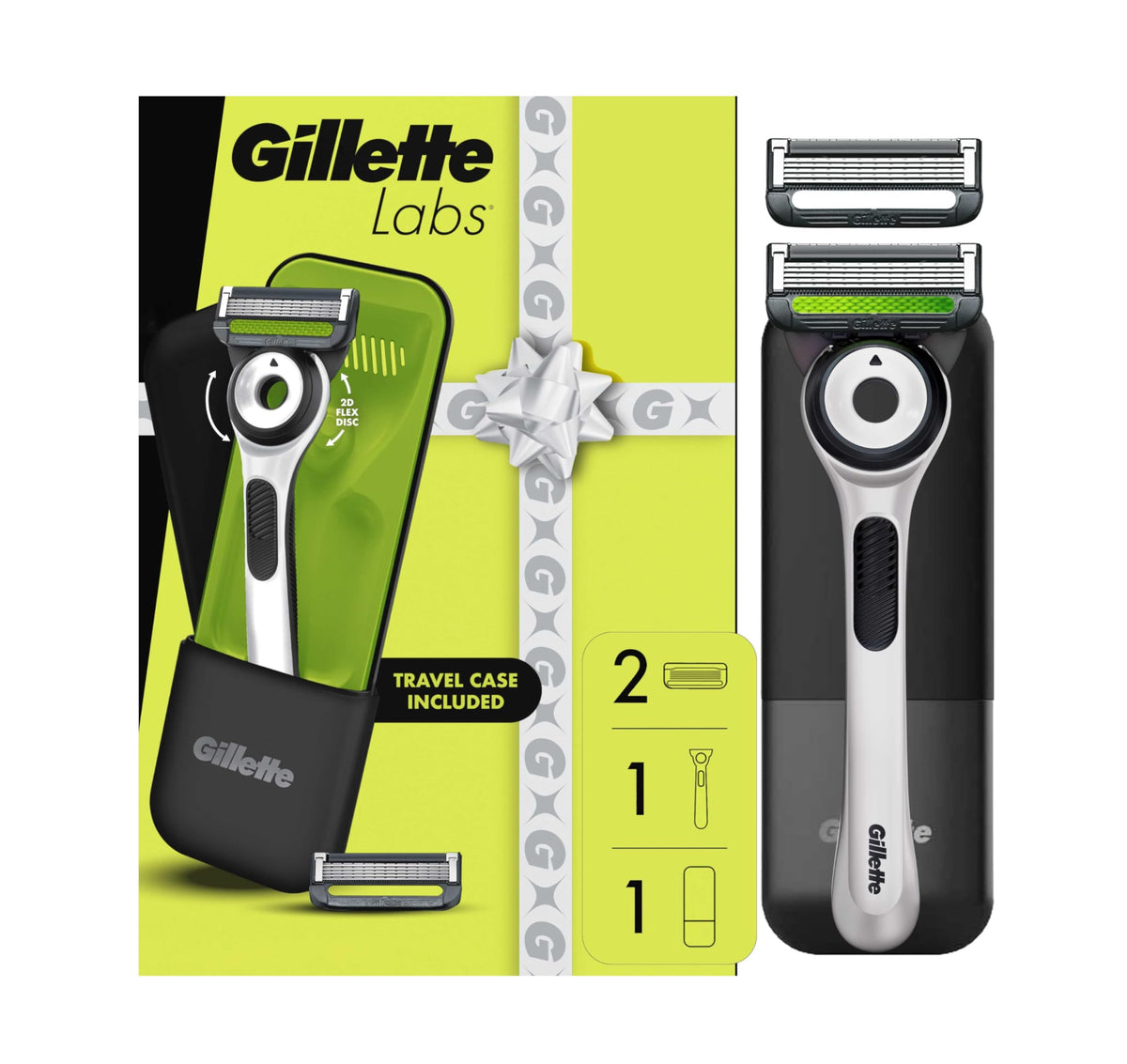 Gillette Labs front view showing white edition handle and packaging benefit clean presentation