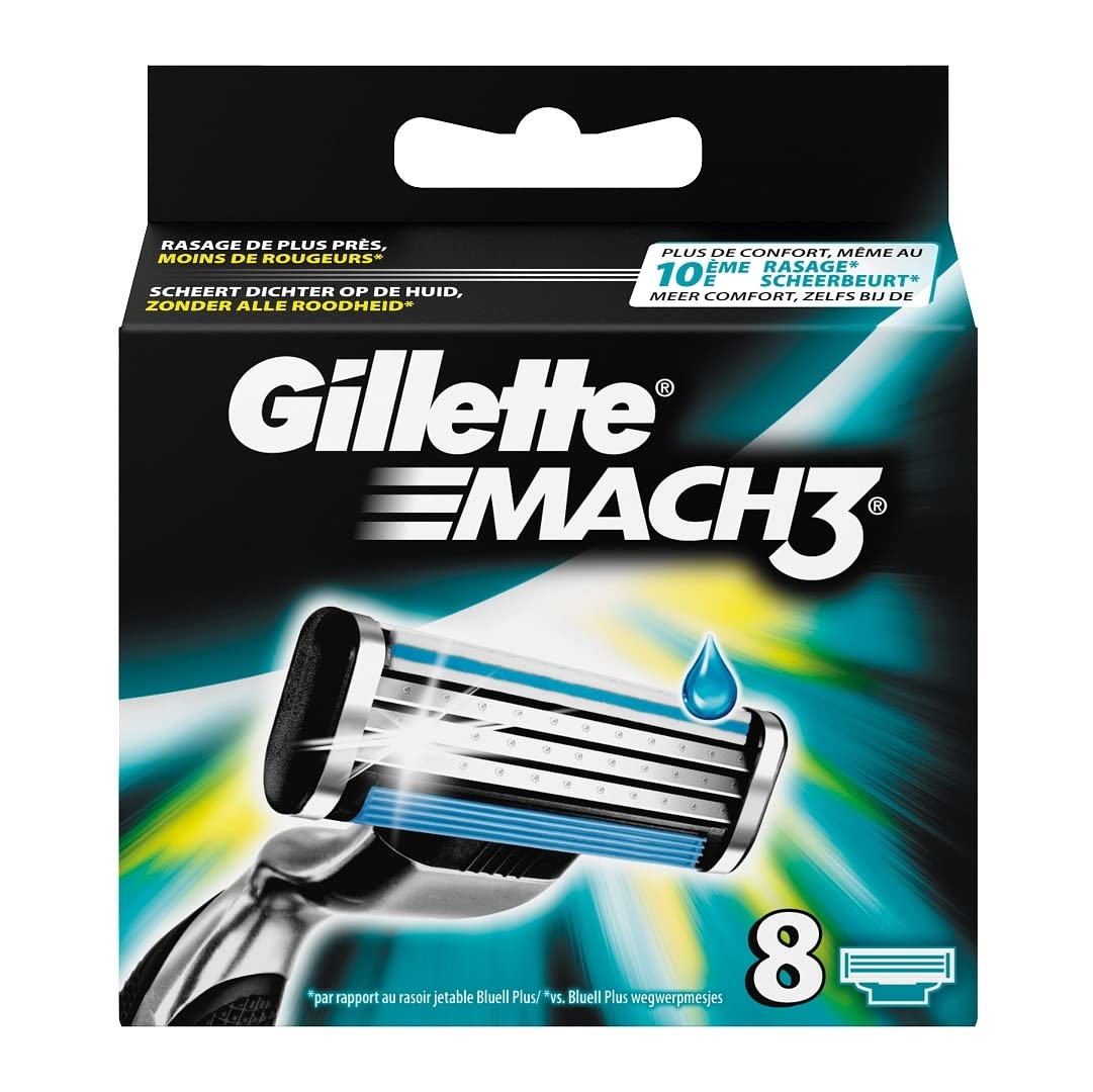 Gillette Mach3 close-up of three DuraComfort blades for precision