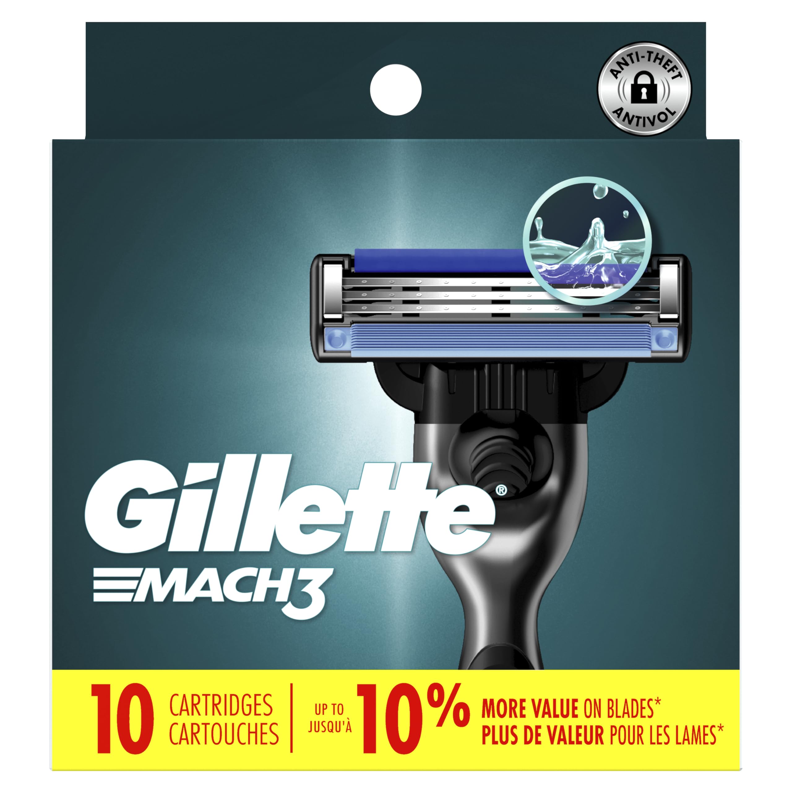 Gillette Mach3 blade edge detail showing durable steel for lasting sharpness